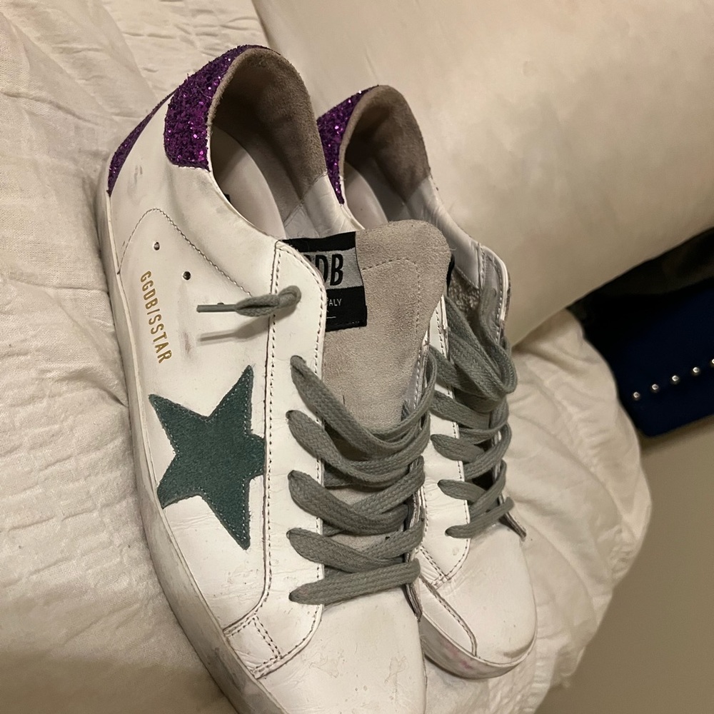 GREEN STAR PURPLE GLITTER SUPERSTARS